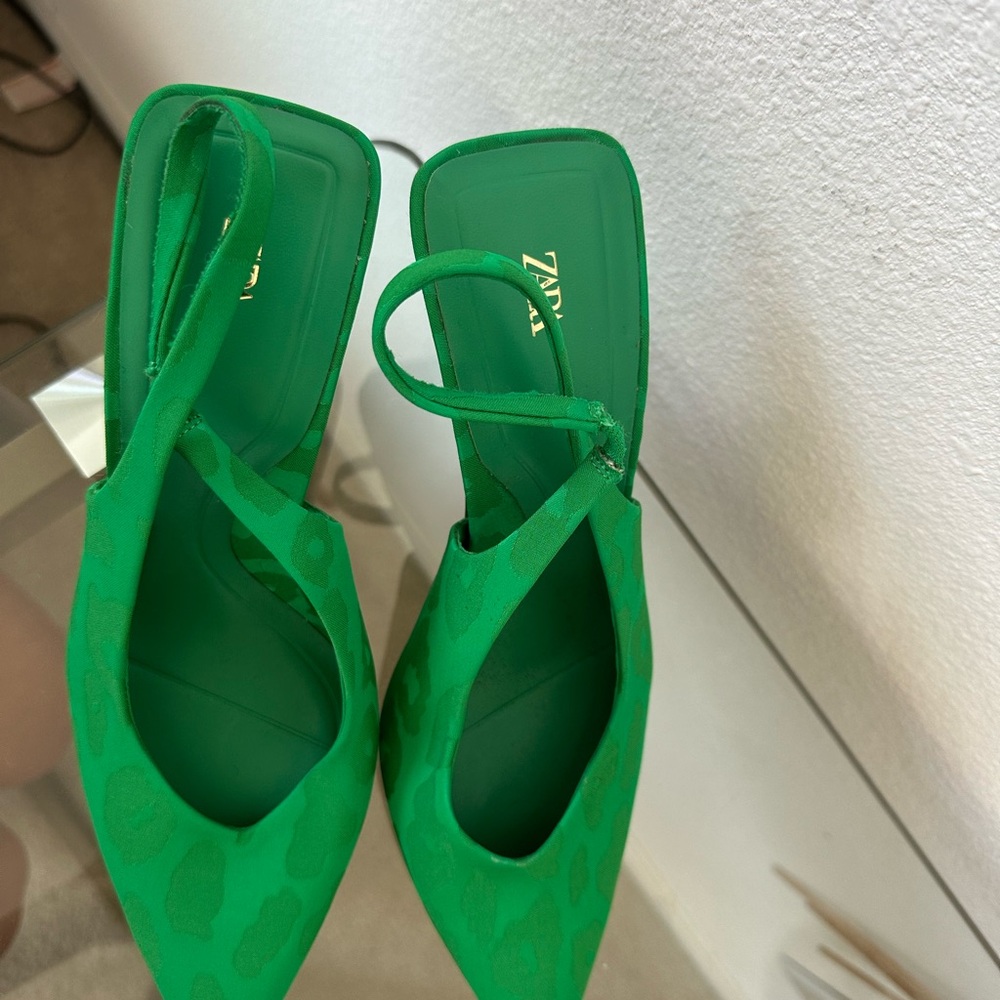 Zara Green Slingback Heels - Picture 3 of 4